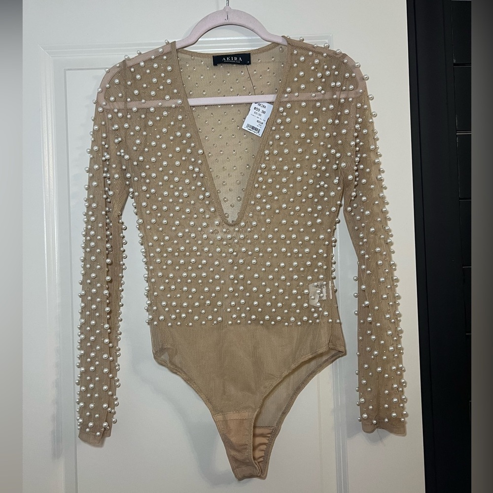 BNWT Beaded pearl bodysuit